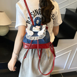 Túi Đi Chơi Hoạt Hình Nhẹ Cho Trẻ Em Túi Đi Học Phong Cách Thường Ngày Túi Xách Cho Bé Gái Túi Vải Denim Họa Tiết Hoa Ren Dễ Thương