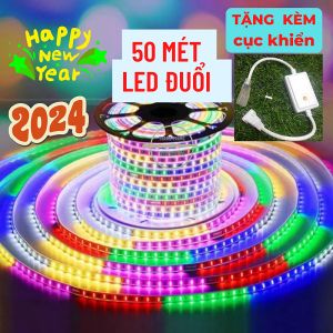 50M đèn led trang trí Dây đèn led chạy đuổi chip 2835 Dây đèn led trang trí đèn trang trí sân vườn Tặng Kèm Nguồn dây led đuổi Hàng mới năm 2025