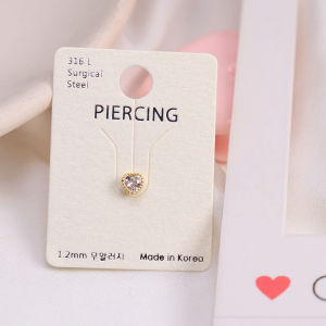 Sleeping Friendly Titanium Steel Heart Shaped Zircon Earrings Womens Fashion Jewelry No Need to Remove Studs Screw Back Closure