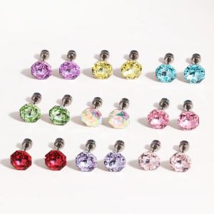 316L Medical Titanium Steel 1PC Luxury AAA Zircon Stud Earrings For Women Romantic Elegant Female Daily Earring 9 Colors