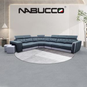 Nabucco SOF01 6 Seater Corner Sofa Set[Free 2 Stool] [Water Resistance Fabric Adjustable Headrest][Delivery In West Malaysia]
