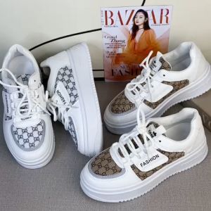 AGI22105 Sepatu Sneakers Wanita Fashion Import TSMY Sol Tebal Putih Dengan Tali Bisa COD (With Box)
