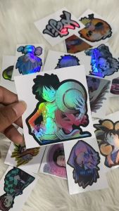 Stiker Hologram Anime Luffy One Piece Ukuran 8 cm