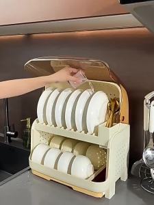JIAJIESHI | Kệ Bếp Đựng Dụng Cụ Ăn Dual Layer Chống Bụi Thoát Nước