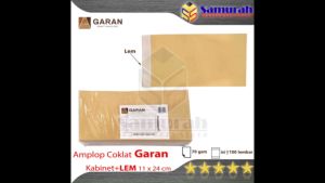 Amplop Kertas Coklat GARAN Ukuran Kabinet Lem 11 x 24 cm / Amplop Gaji 70 Gsm - Gram Cabinet + Seal 1 pak isi 100 - 11x24