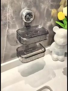 Hollow Holder Bathroom Drain Soap Box Wall-mounted Soap Bar Holder Suction Cup Soap Holder Wall Hanging Rack