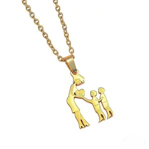 Dây Chuyền Gia Đình Bằng Thép Không Gỉ Cho Bé Gái Và Bé Trai - Mặt Dây Chuyền Mama Quà Tặng Trang Sức Cho Phụ Nữ Mặt Dây Chuyền Bạc Thời Trang Dây Chuyền 42+5cm