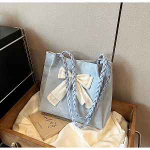 Casual Large Capacity Shoulder Bag for Women Butterfly Knot Color Collision Handbag Tote Bag Commuter Bag Daily Use Bag