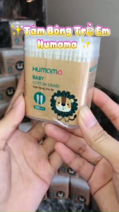 Hộp 200/400 Que Tăm Bông Humama 2 Đầu Kháng Khuẩn Cho Bé Bebi123
