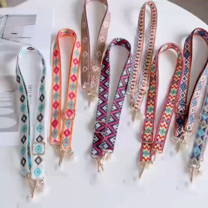 New adjustable mobile phone lanyard long crossbody shoulder strap hanging chain retro totem pattern hanging decoration hanging neck wide cloth strap
