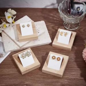 Giá Đỡ Trưng Bày Bông Tai Bằng Gỗ Tre Khay Đựng Trang Sức Bằng Da PU Nhung Dùng Cho Quầy Cửa Sổ Đạo Cụ Trưng Bày Tự Làm