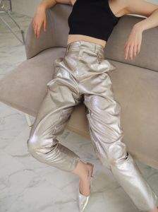 กางเกงสีเงิน กางเกง Metallic Pant Silver Color สีเงิน กางเกงสีเงิน กางเกง ปาร์ตี้ คอนเสิร์ต ไนท์คลับ คอนเสิร์ต ไนท์คลับ