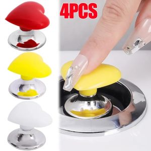 4PCS Colored Heart Shape Toilet Presser Bathroom Toilet Water Tank Press Button Reusable Tank Button Aid Push Flush Button