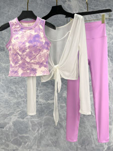 Christmas Print Yoga Set Womens Long Sleeve Pilates Fitness Vest Integrated High End Professional Sports Bra with Chest Pad