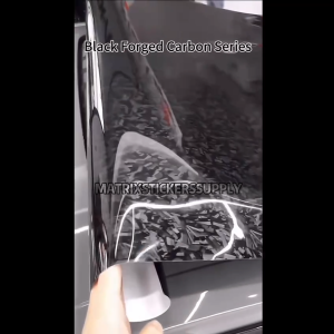FORGED CARBON FIBER BLACK STICKER (152CM-Custom)Pelekat Stickers Wrapping Full Body Vinyl Wrap Film Motor Sticker Kilat