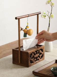 Elegant Retro Wooden Tissue Box New Chinese Style Living Room Tea Table Solid Wood Drawer Design Dustproof Decorative Piece