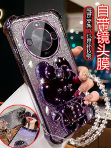 Huawei Honor X50 Curved Screen Phone Case Four Corners Anti-Fall Full Lens Protection Womens Style Creative Fashion Silicone Shell