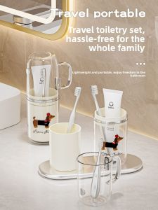 Portable Three-in-One Travel Toothbrush Set Children Students Transparent Washing Cup Toothpaste Cup Dormitory Outing