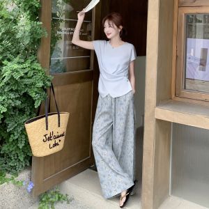 YINLUOYA | Chaste Series Summer Outfit Set 2025 Unique Beautiful Korean Style Top Casual Pants Two Piece Set Women Elegant Round Neck Short Sleeve