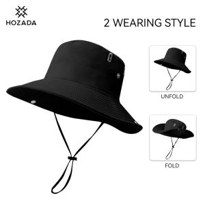HOZADA หมวกปีนหมวกกลางแจ้งหมวกหมวกไต่เขาหมวกชาวประมงแห้งเร็วฝาปิดระบายอากาศได้ใช้ได้ทั้งชายและหญิงหมวกป้องกันแสงแดดหมวกหน้าร้อนปีกกว้างปีนเขาหมวกบังแดด