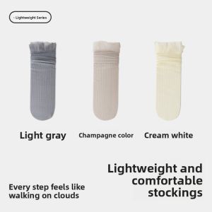 Miiow | Cat Lady Crystal Lace Trim Mid-Calf Socks Womens Summer Thin Spring Autumn Popular Style Matching With Small Leather Shoes