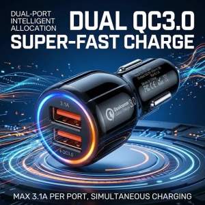 Bộ Sạc Ô Tô USB Kép Thông Minh 3.1A QC 3.0 Bộ Chuyển Đổi Sạc Nhanh Đa Năng Cho iPhone Samsung Điện Thoại Và Máy Tính Bảng Android