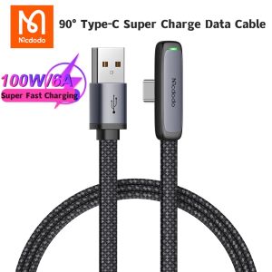 Mcdodo 90° Elbow Gaming 6A 100w Super Fast Charge USB C Cable Type-C Super Charge Data Cable For Huawei Honor 5A 22.5W 4A 40W 6A 66W 5A 100W Super Fast Charge Xiaomi 3A 27W fast charging Nova 9 Pro Magic 4 Pro P40 P50 Pro Mate 40 Mate 50 Pro