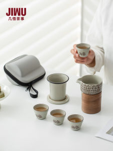 Di Động Cắm Trại Du Lịch Kung Fu Trà Một Nồi 4 Ly Tùy Chỉnh Tặng Gốm Sứ Chất Liệu Trà Bộ Dụng Cụ Cho Kịch Bản