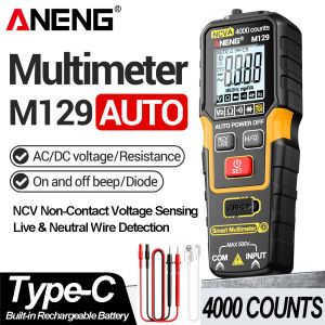 ANENG | ANENG M129 Rechargeable Digital Multimeter 4000 Counts NCV AC DC Voltage Resistance Meter With Flashlight Auto Range
