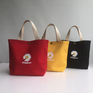 Fashionable Canvas Handbag Small Portable Work Bag Student Tote Bag Soft Foldable Magnetic Closure Leisure Hand-held Bag