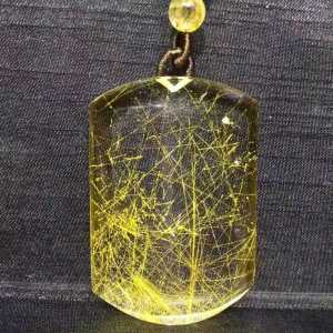 Pure Natural Golden Hair Crystal Peace and Safety Necklace ✨ The crystal is clean and has a strong effect. The golden hair shines brightly symbolizing peace and good fortune in all matters.