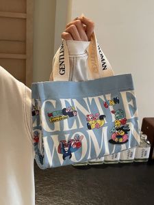 Casual Canvas Shoulder Bag for Women Letter Print Trendy Style Large Capacity Soft Handbag Leisure Crossbody Bag Female Model