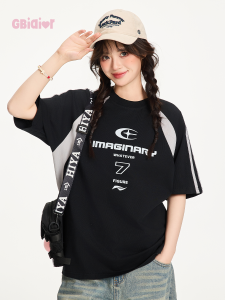 เสื้อยืดคอกลมแขนสั้นผ้าฝ้ายแท้พิมพ์ลายสไตล์สปอร์ตสำหรับฤดูร้อน ทรงหลวม สำหรับผู้ชายและผู้หญิง Gbiaior แฟชั่นฤดูร้อน