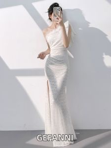 Luxury French Style One-Shoulder Evening Dress