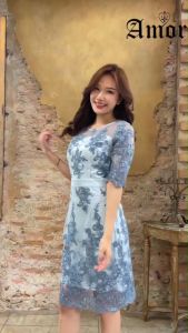 เดรส ผู้หญิง ออกงาน เดรสราตรี ผ้าลูกไม้ เนื้อดี และเตอร์ 3 สี สำหรับคนแสดง มี 33 สี มีไซส์สาว วัสดุอวบ M-4XL