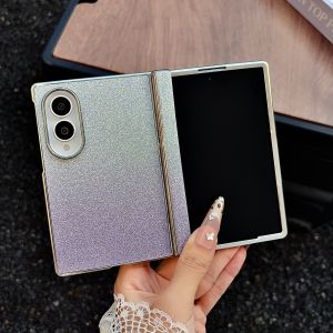 szhaiyu | Glitter Gradient Plated Frame Case for Samsung Z Fold 8 Ultra Fold8 Wide Galaxy Z Fold 7 PU Leather Hinge Protective Phone Cover