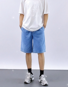 Mens Stylish High-Quality Denim Shorts Non-Elastic light blue  Tapered Fit Comfortable Everyday Wear