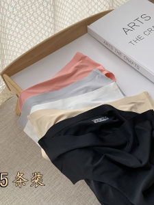 Sloth Young Adult One-Piece Seamless Ice Silk Underwear Ladies Mid Waist Antibacterial Shorts Black Briefs Summer Thin