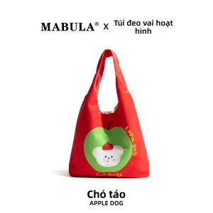 Túi tote canvas nữ MABULA dệt ngang đeo thường ngày
