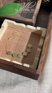 【Graceful Jade Clover】SUKI DAKARA S925 Silver Bracelet 18K Gold Plated Gradient Hetian Jade Lucky Prosperous Charm