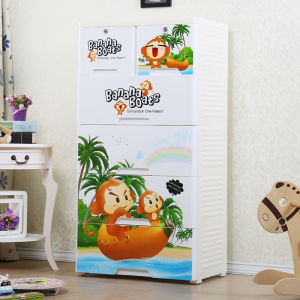 Thickened Cartoon Drawer Storage Cabinet Plastic Locker Baby Kids Wardrobe Toy Storage Box Chest of Drawers