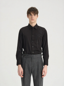 Fall Winter New Design Black Business Casual Long Sleeve Shirt