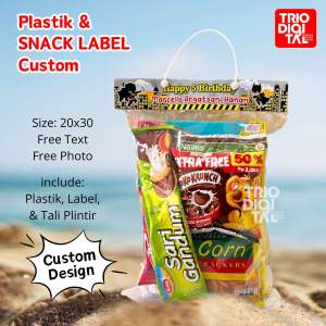 (Isi 9pcs) Plastik Label Snack Custom Ulangtahun | Kemasan Ultah