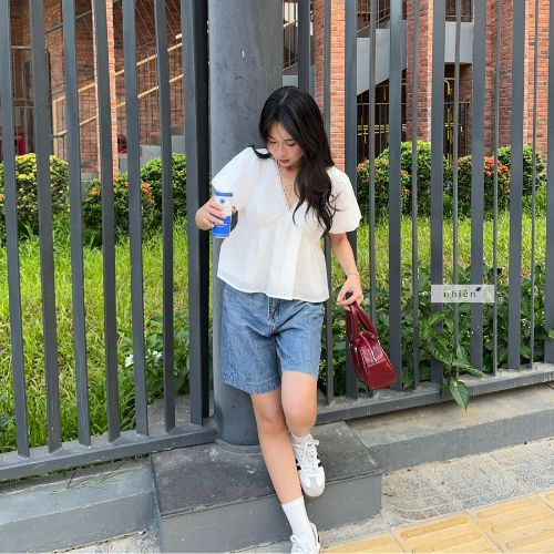Áo babydoll nữ cổ V phối ren thiết kế 𝐎𝐫𝐚𝐥𝐢𝐞 𝐓𝐨𝐩 nhienofficial BA410 ...