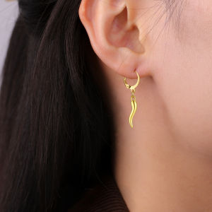 Lucky Italian Womens Round Earrings Stainless Steel Fashion Creativity Gift for Female Friends Talisman Jewelry Gift