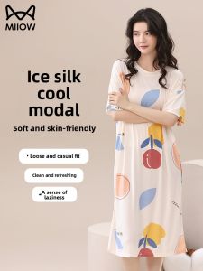 MiiOW | Cat Woman Modal Sleepwear Summer Ice Silk Thin Casual Loose Home Clothes Pyjamas Sweet Style Polyester Rayon Spandex Blend