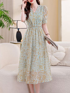DAIXIANGFEIZI | Đầm Hè Mới 2026 Kiểu Dáng Thời Trang Phong Cách Hoa Văn Chiffon Tay Ngắn