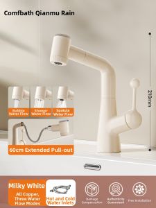 QIANMUYU | Filter Pull Down Cream Style Brass Faucet For Wash Basin