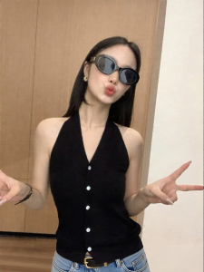 ALOHA LU | Áo Camisole Len V-Cổ Cho Phụ Nữ