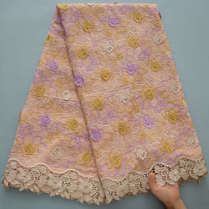 Artisanal Swiss Voile Lace – Lavender Multicolor Floral with Sparkle Italian-Style Embroidery for Wedding Dresses S4551